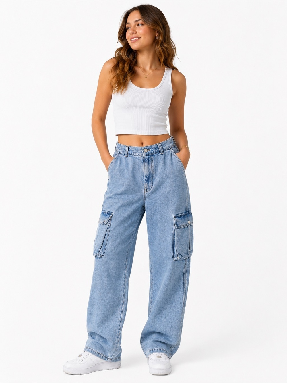 Madewell Low-Slung Cargo Jeans Women’s 28 Light Wash Baggy Straight Hemp